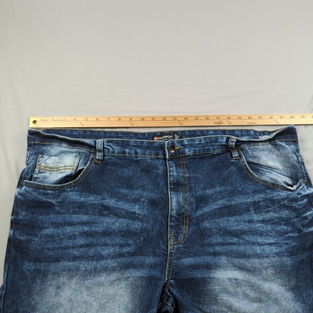 Southpole‎ Jeans Mens 46 Blue Baggy Skater Wide Leg Streetwear Faded Acid Wash - Picture 8 of 16